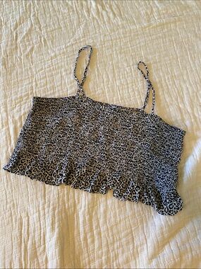 American Eagle Leopard Ruffle Cami Top